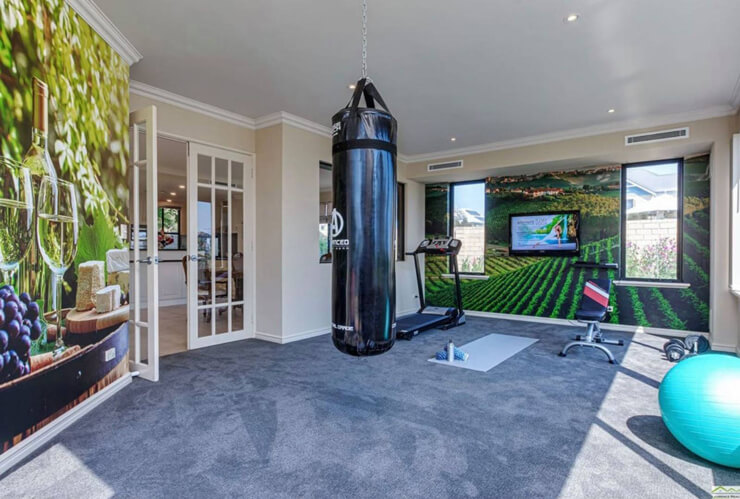 italian countryside themed home gym 