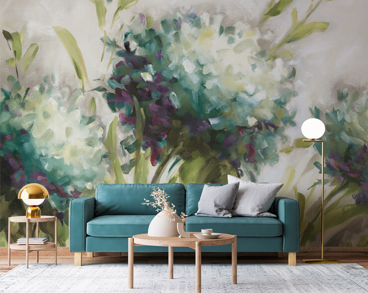 hydrangea field floral wallpaper for lounge decor hydrangea field floral wallpaper for lounge decor