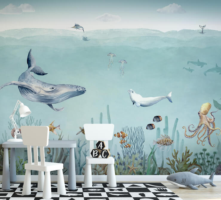 secret sealife wallpaper mural by kikki belle for a nursery secret sealife wallpaper mural by kikki belle for a nursery