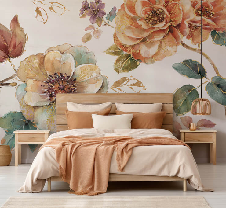spiced nature floral bedroom wallpaper mural