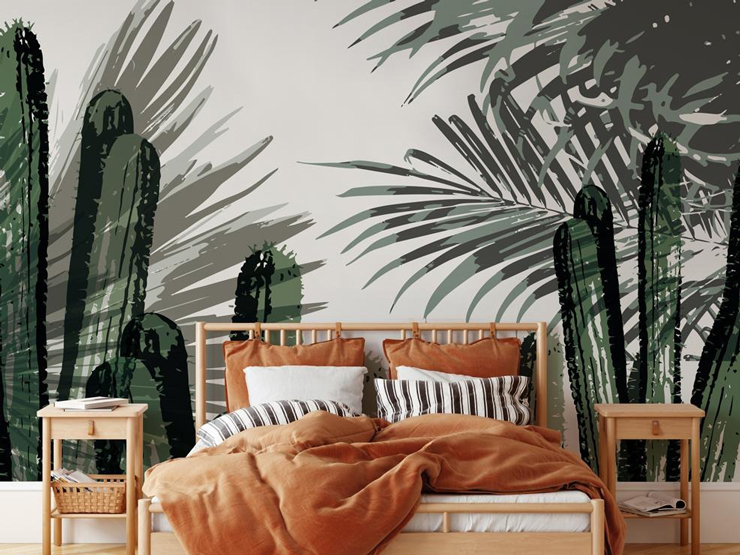 graffiti cactus wall mural for a stylish master bedroom graffiti cactus wall mural for a stylish master bedroom