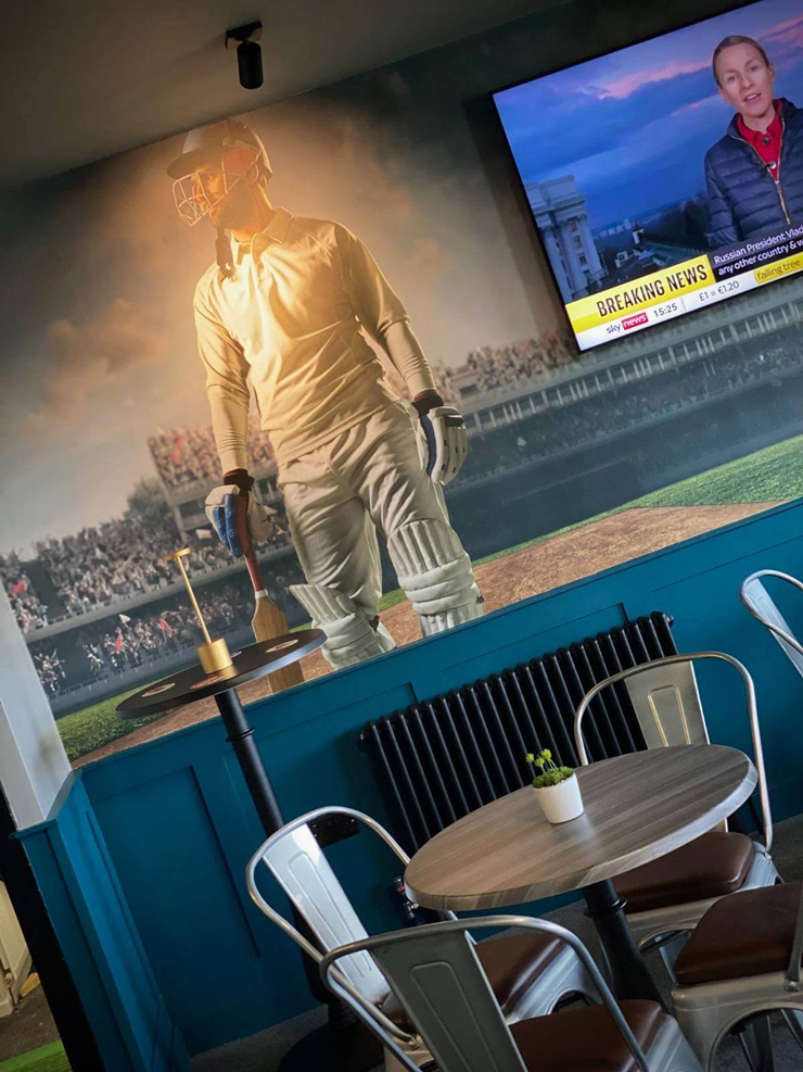 cricket player wall mural in a cricket club lounge cricket player wall mural in a cricket club lounge