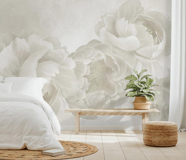 customisable big peonies II wall mural in a master bedroom
