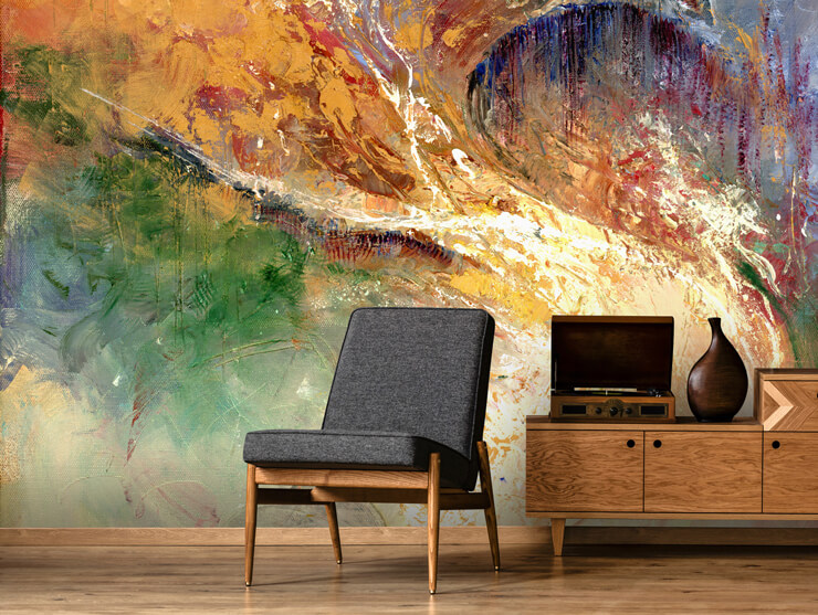 firmament abstract wallpaper mural in a reading nook