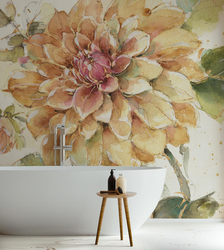 golden country bloom bathroom wall mural 