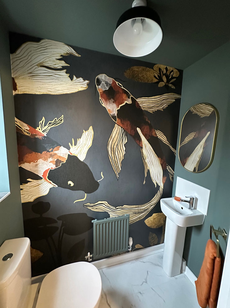 metallic koi spacefrog designs bathroom wall mural