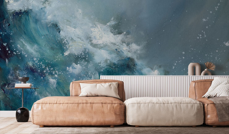 fountain of life abstract ocean wall mural in a living room fountain of life abstract ocean wall mural in a living room