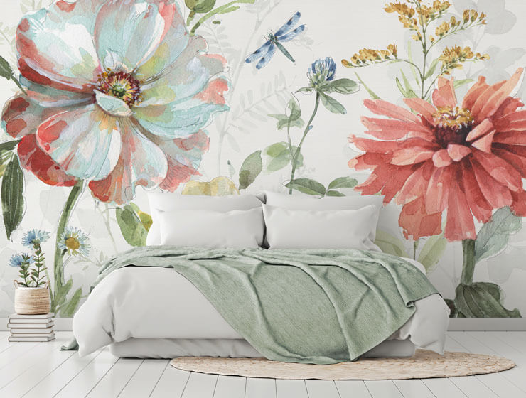 spring meadow temporary floral wall mural by Lisa Audit spring meadow temporary floral wall mural by Lisa Audit