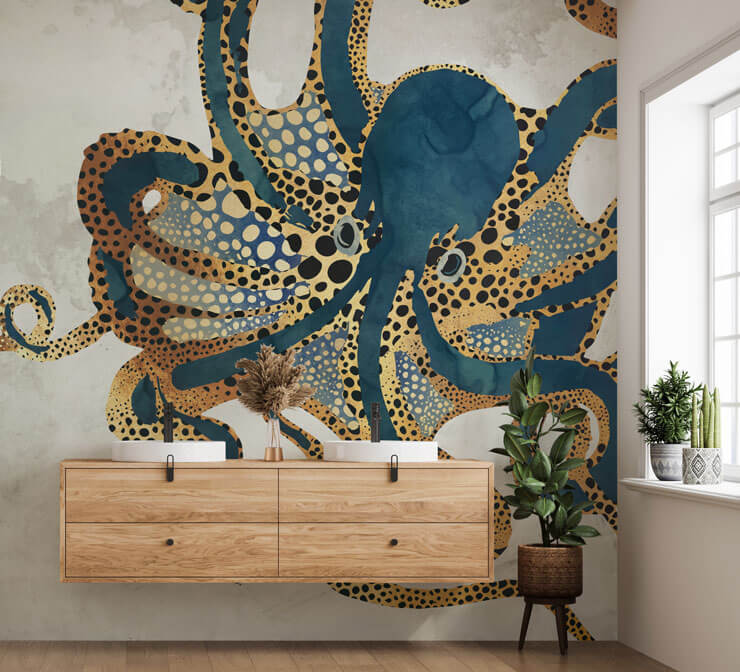 underwater dream vi octopus mural in a shared bathroom