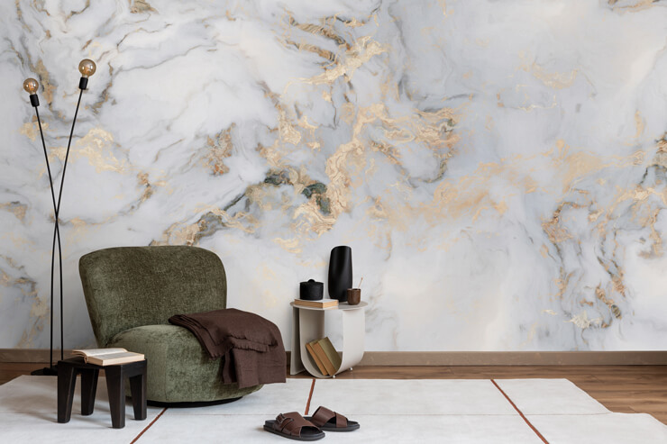 decadent marble wall mural in a living room decadent marble wall mural in a living room