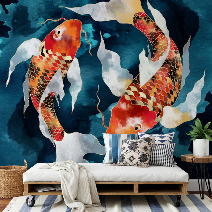 koi ii abstract goldfish wall mural from spacefrog designs