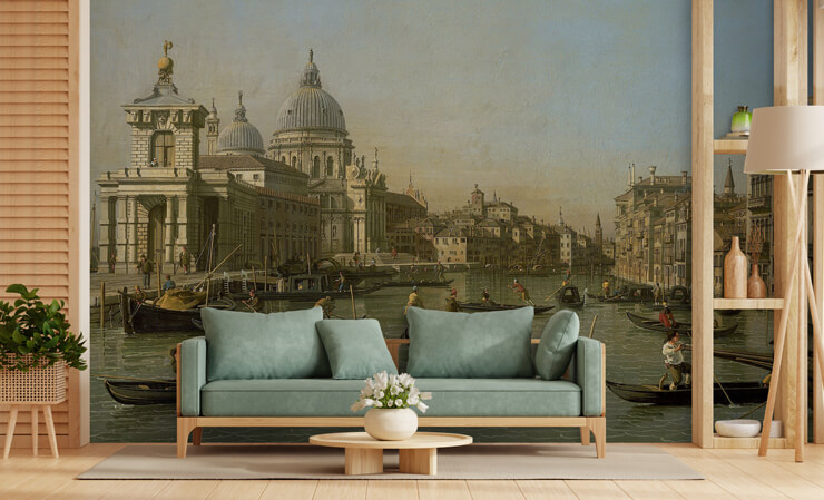 fine art wall mural in a stylish living room