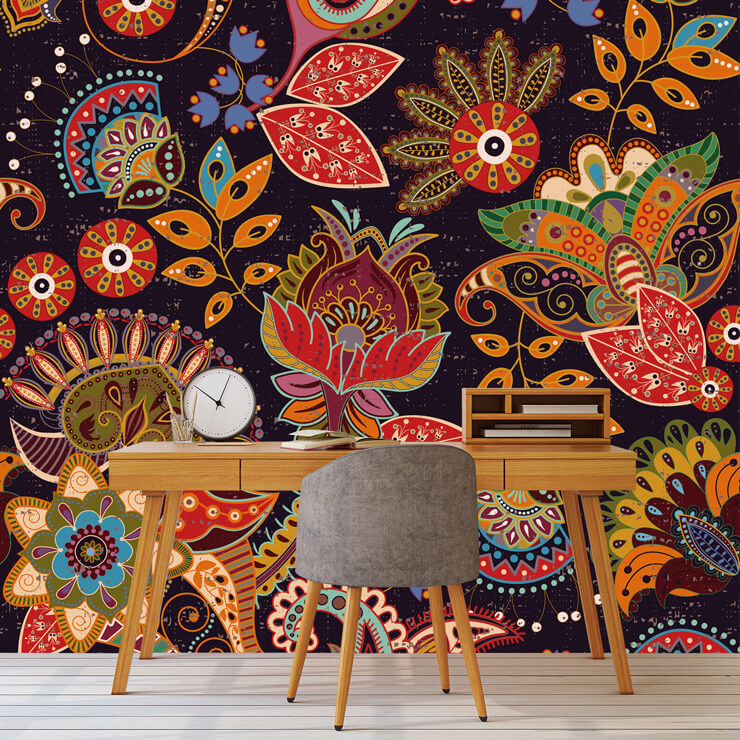folk art florals quirky wall mural folk art florals quirky wall mural