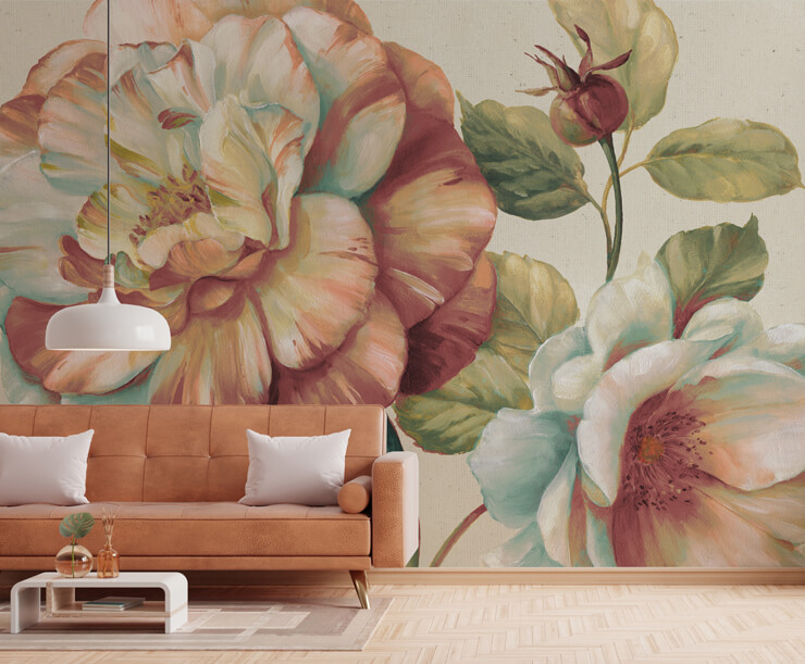 romantic afternoon floral mural