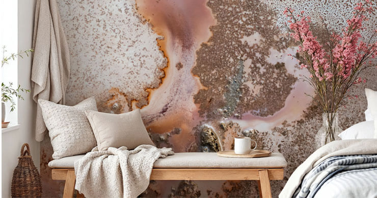 blush pink abstract mural in a bedroom blush pink abstract mural in a bedroom