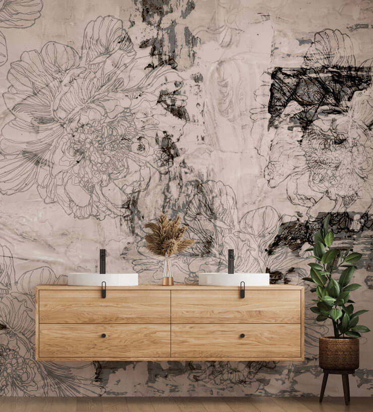 peony whisper harmony blush pink mural in a bathroom peony whisper harmony blush pink mural in a bathroom