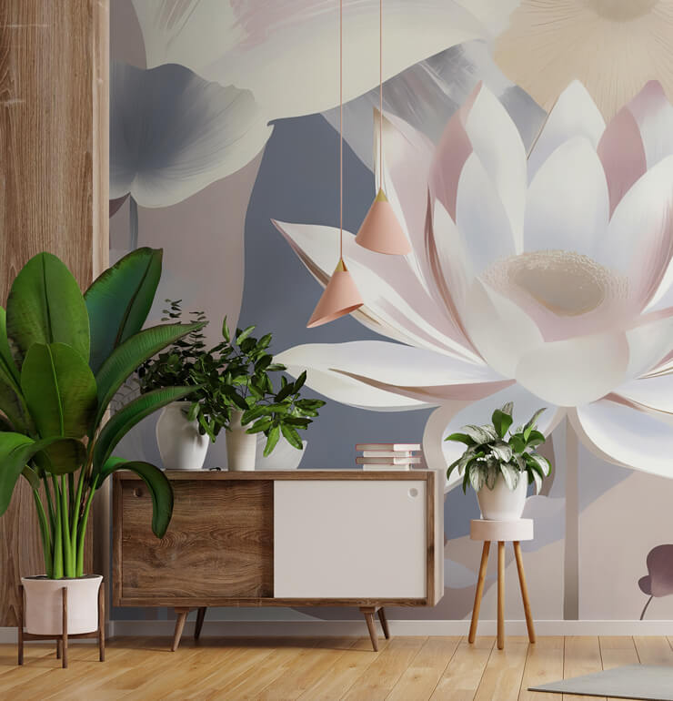 abstract floral mural by marina stupakova in a living room abstract floral mural by marina stupakova in a living room