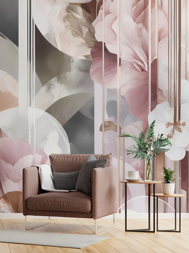architecture of nature abstract floral mural in a living room architecture of nature abstract floral mural in a living room