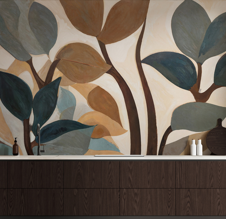 abstract floral mural in a bathroom abstract floral mural in a bathroom