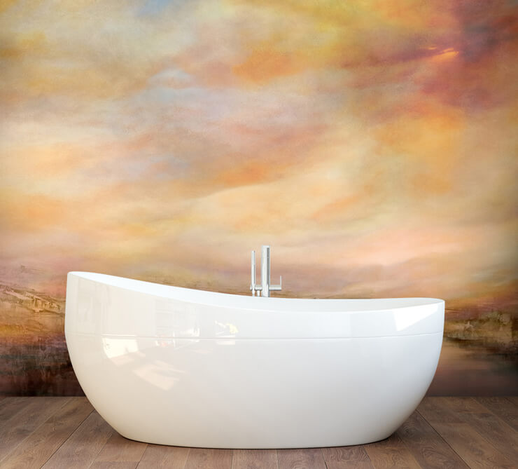 whispers of sunset mural in a bathroom whispers of sunset mural in a bathroom