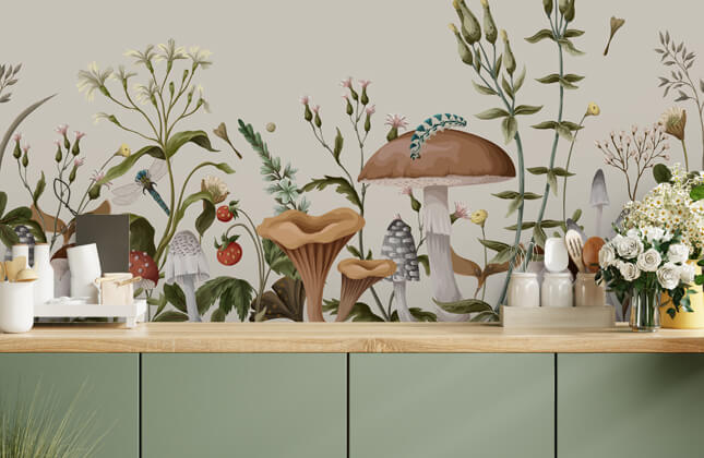 Mushroom Wallpaper Murals | Wallsauce UK
