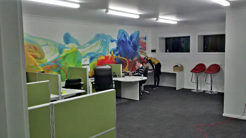 Colourful Ink Water Wall Mural in classroom