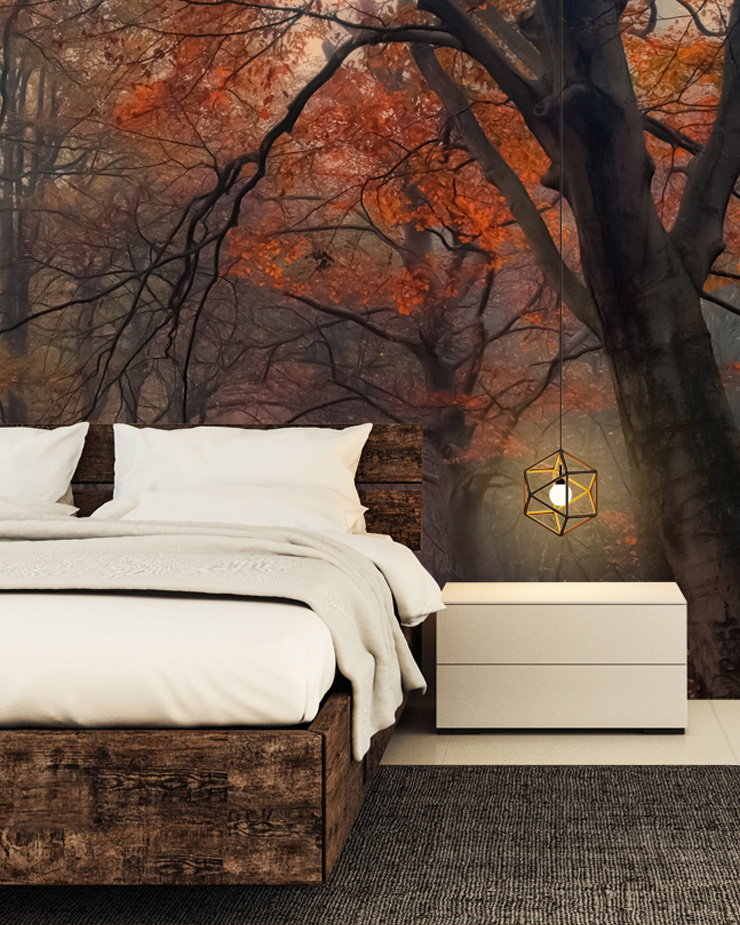 cosy-bedroom-with-forest-mural