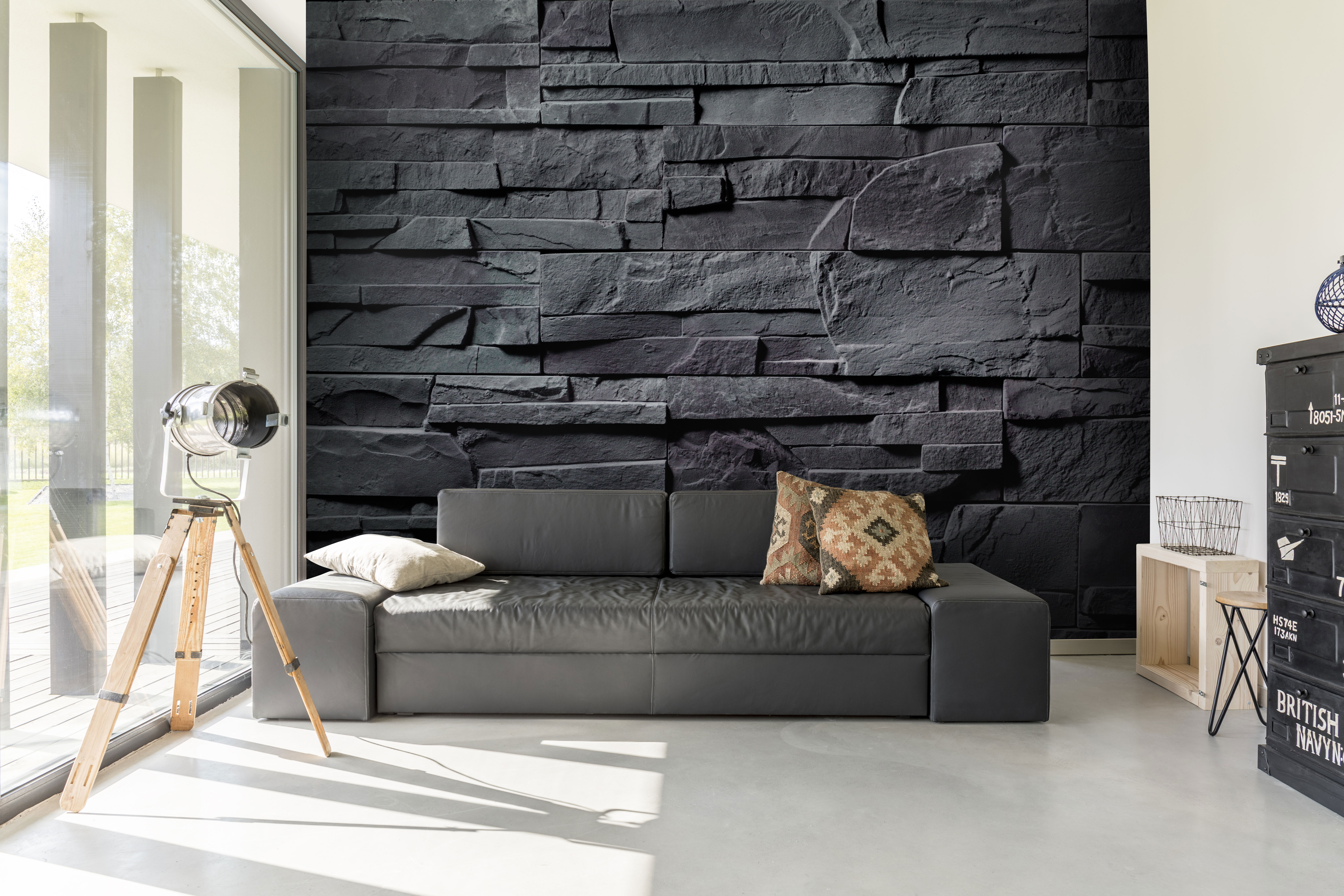 Faux stone wall mural from Wallsauce