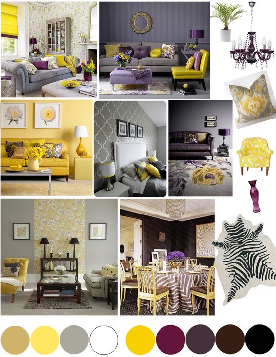 purple and yellow interiors board