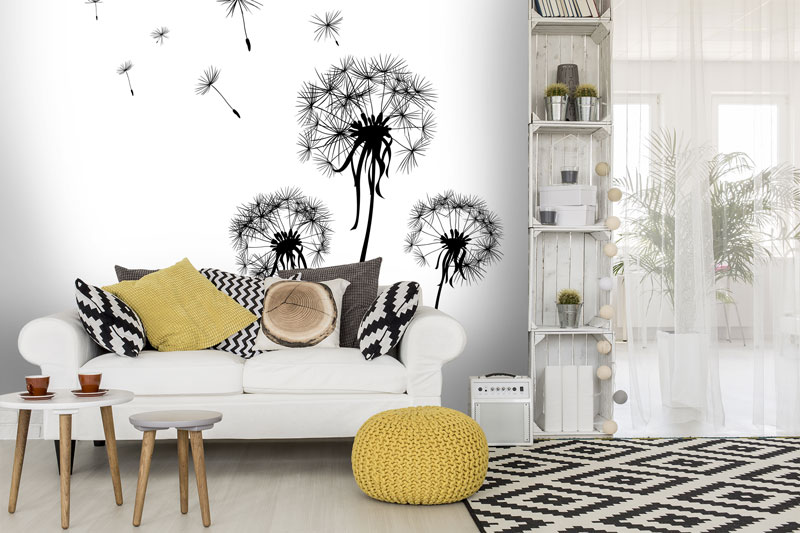 Dandelion-wallpaper-in-living-room