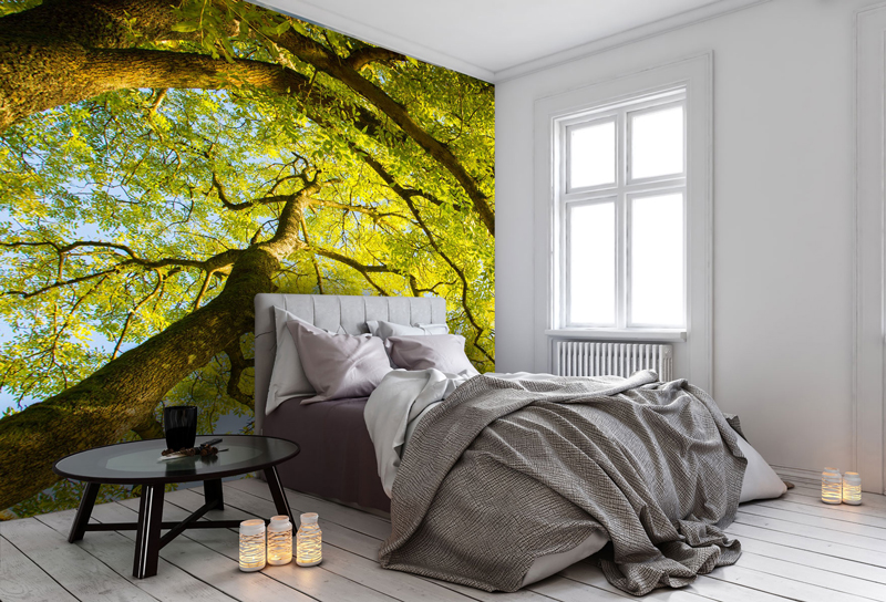 Tree mural in bedroom