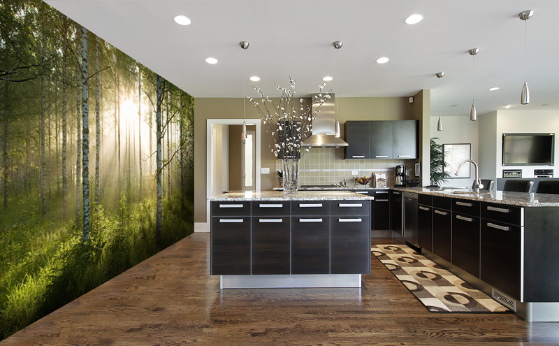 Tree mural in kitchen