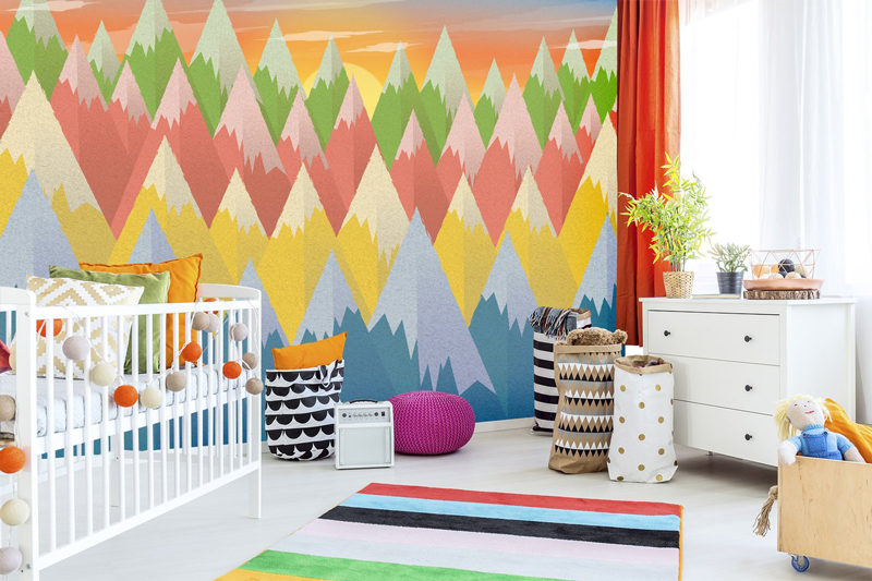 Mountain-wallpaper-in-nursery