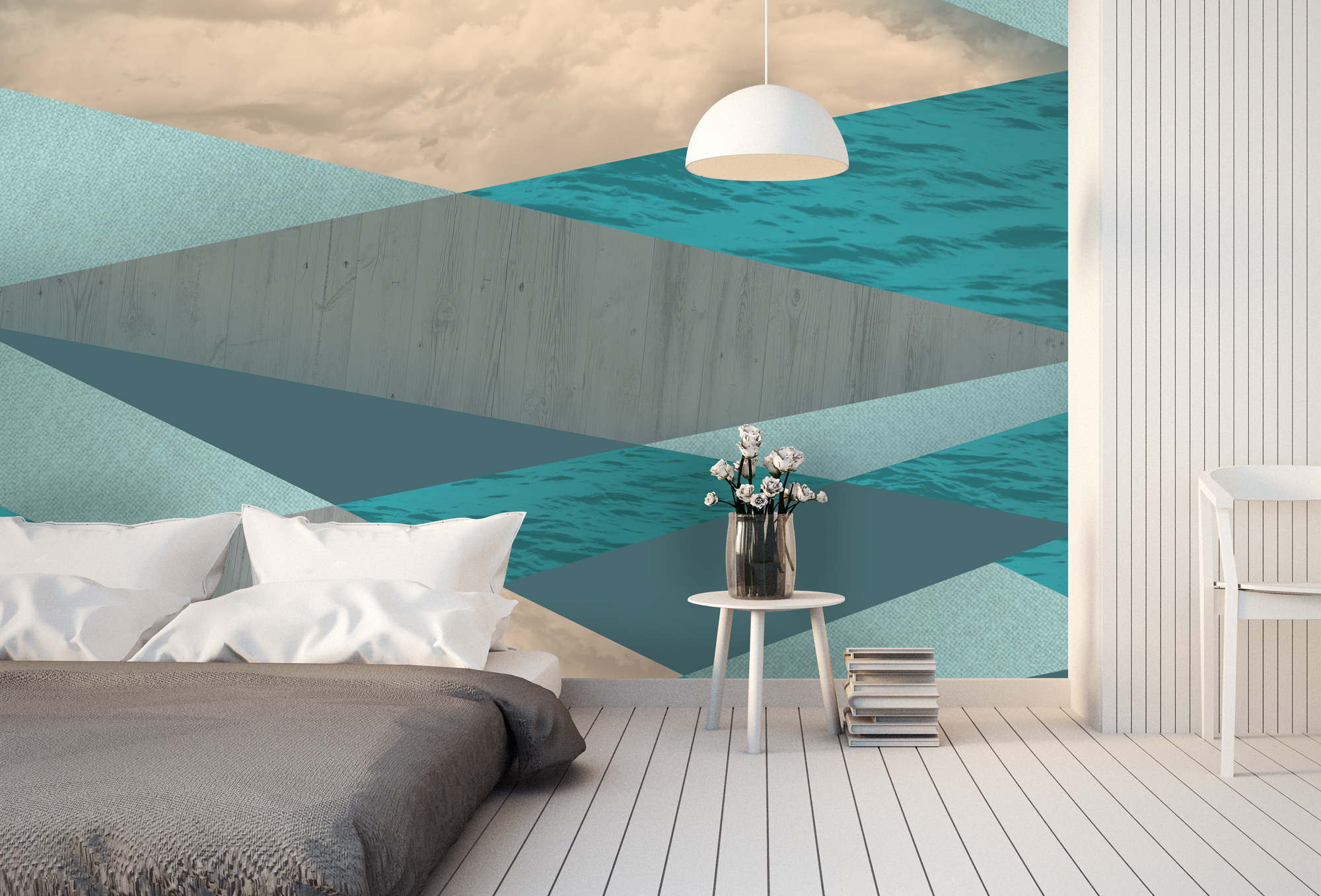 Ocean Tones Blue Geometric Wallpaper from Wallsauce
