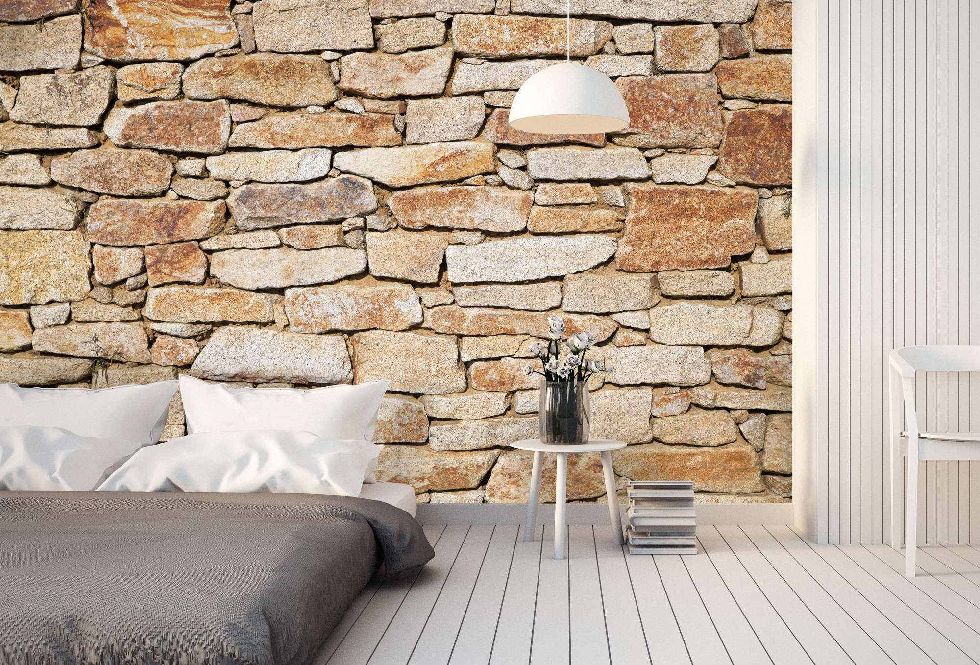 stone-wallpaper-guest-bedroom-ideas