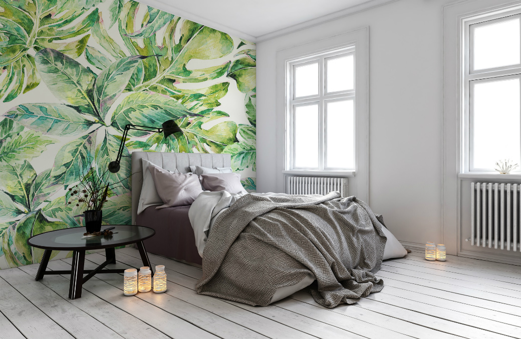 tropical-palm-print-wallpaper-guest-bedroom