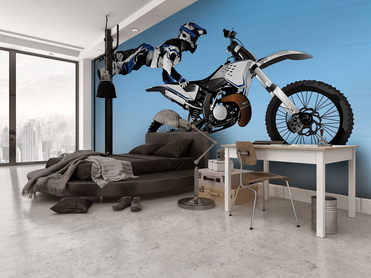 Motorbike-mural-in-boys-bedroom
