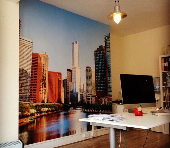 Chicago mural in home office