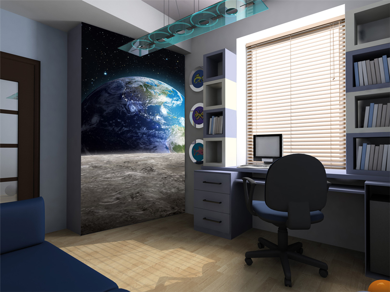 Moon-and-earth-mural-in-boys-bedroom