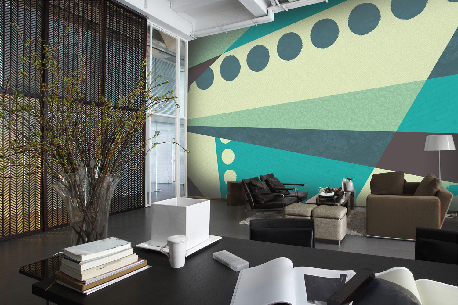 abstract blue wallpaper in office area