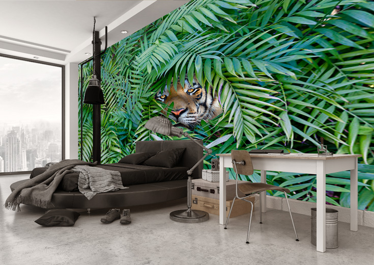 jungle wallpaper in bedroom