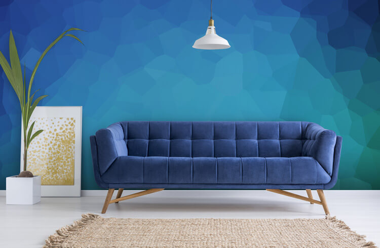 Blue-patterned-wallpaper-in-living-room