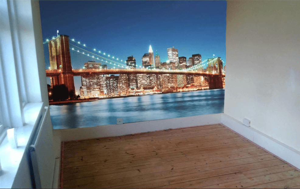 brooklyn bridge at night wallpaper in room