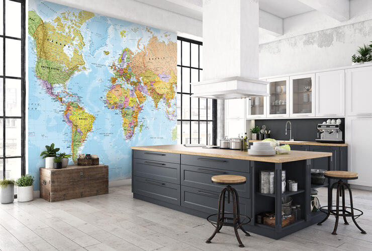 world_map_mural_in_kitchen