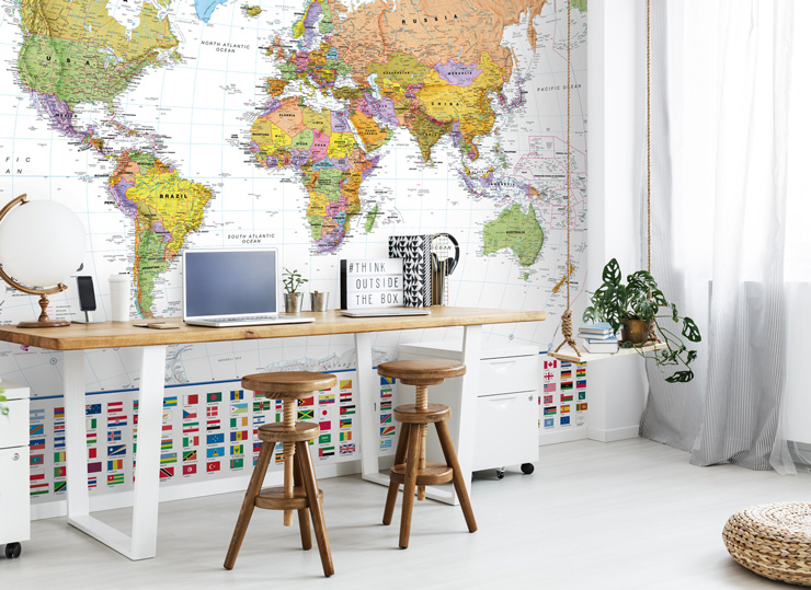 colourful-map-mural-in-study