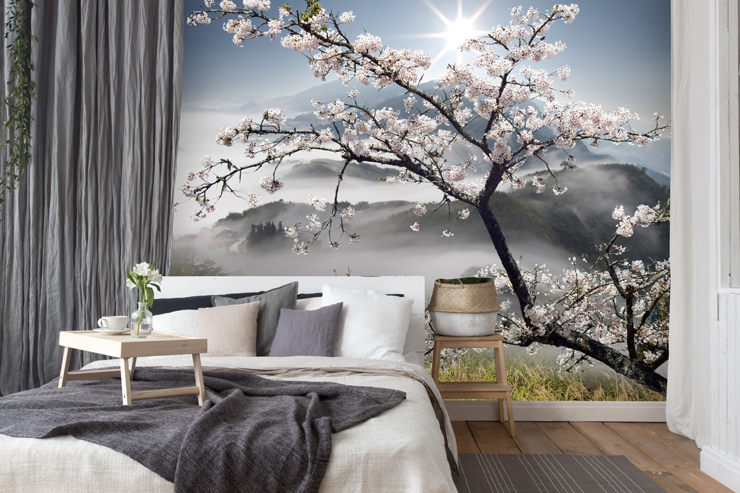 Cherry-blossom-tree-mural-in-bedroom