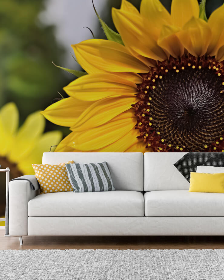 sunflower-wallpaper-in-living-room