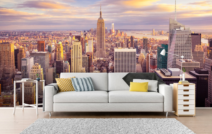 Midtown_Manhattan_skyline_wallpaper_in_living_room
