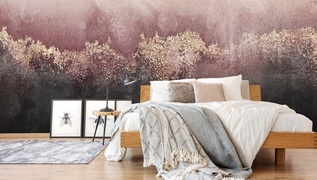 abstract wallpaper in bedroom