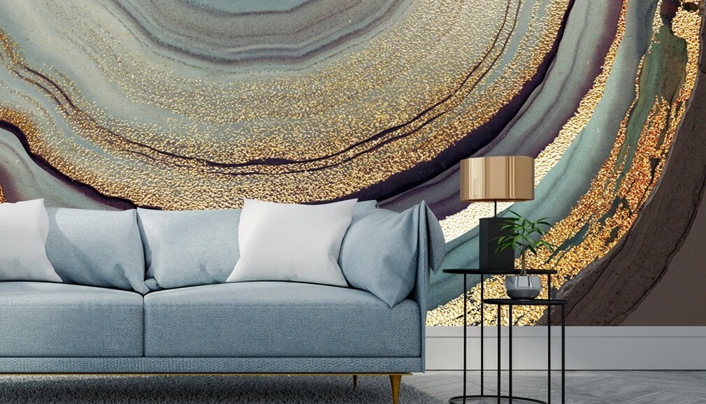 contemporary wallpaper in living room